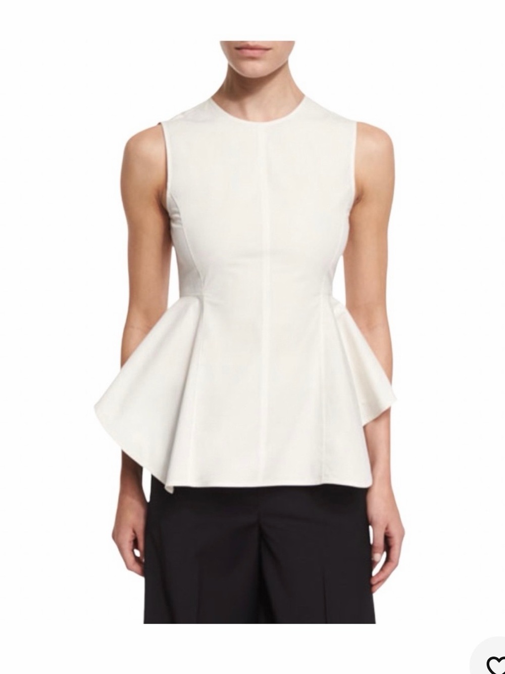 Theory Off-White Kalsing Light Poplin Peplum Top - Size M